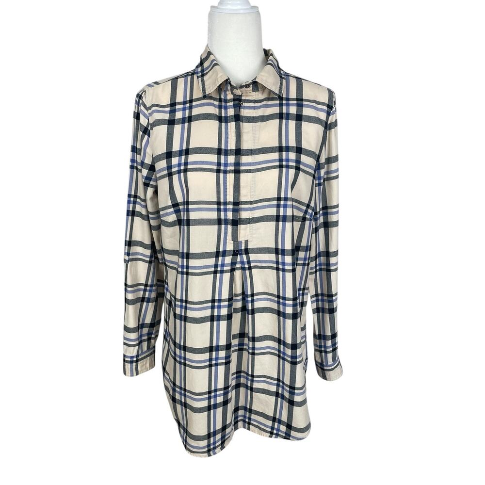 Tyler Boe Tina Plaid Tunic Top Brushed Cotton Size Medium Casual Effortless
